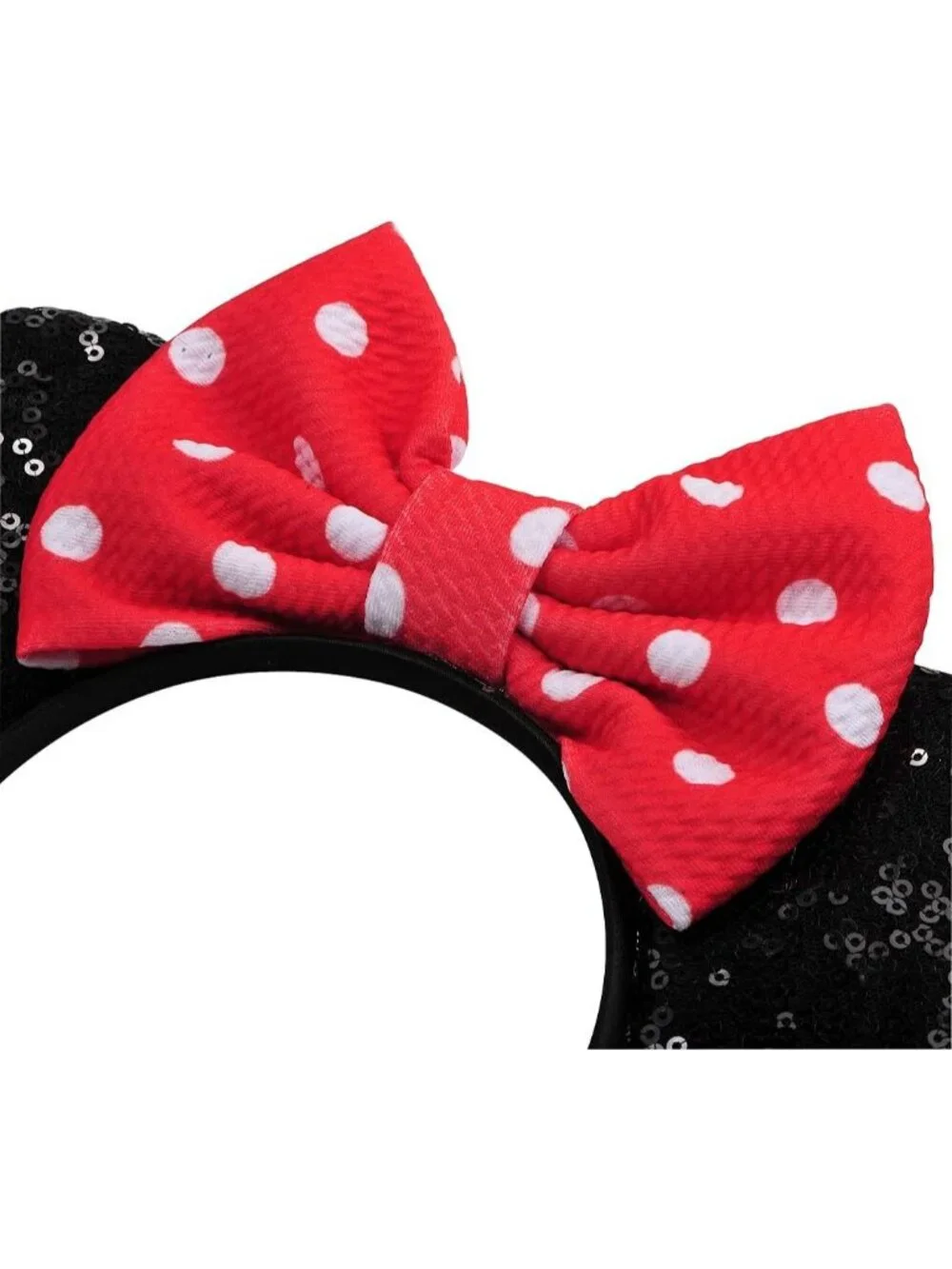 Women Pink Dots Sequin Handmade Mickey Mouse Headband 2 Pieces